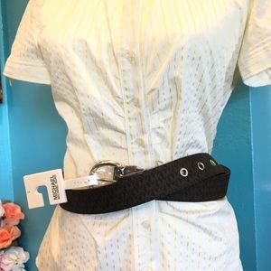 Michael Kors Brown Logo Print Belt